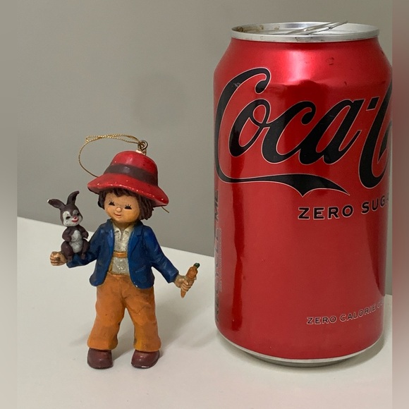 Vintage Miniature Resin Composite Boy w/ Rabbit & Carrot Figurine Ornament - Picture 8 of 10